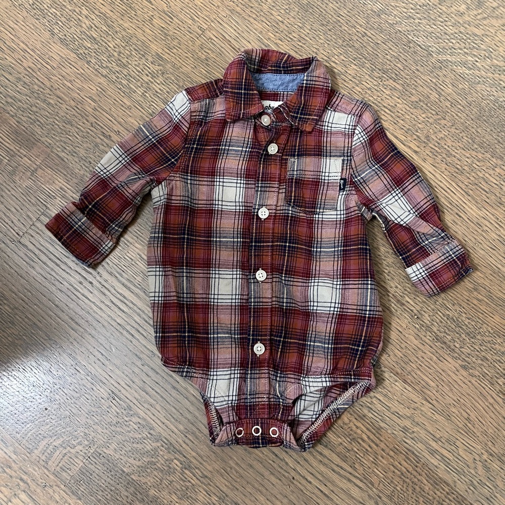 Plaid Long Sleeve Baby Onesie